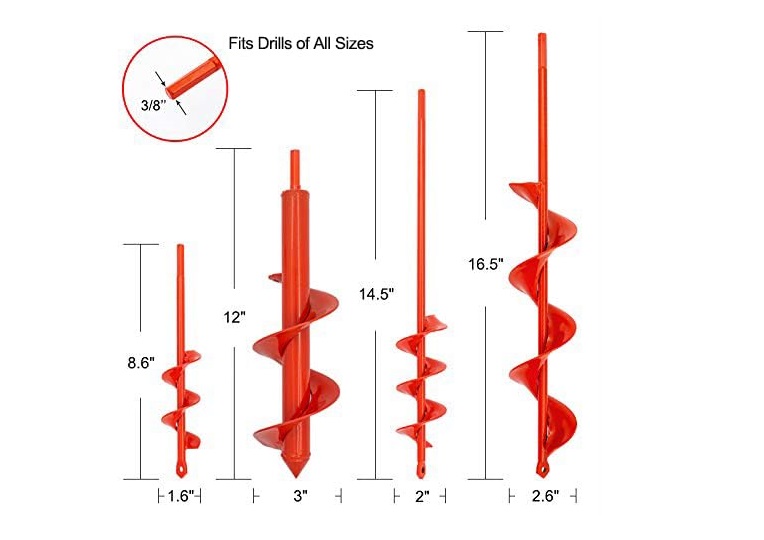 auger drill bits chart diameter to length